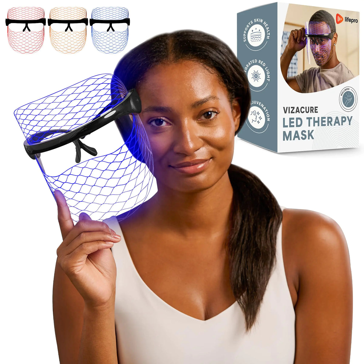 LED-Therapiemaske mit Rot- und Blaulicht für Gesichtspflege
