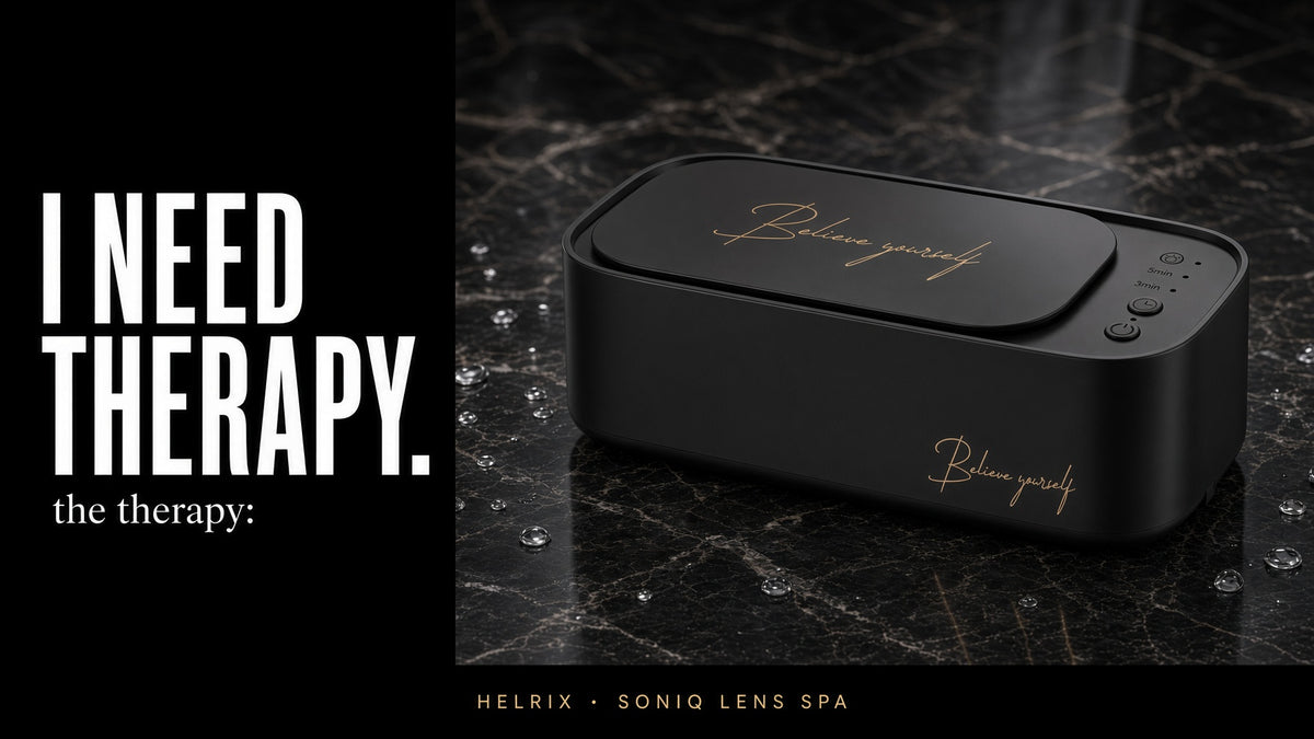 I need therapy – the therapy: SoniQ Lens Spa von HELRIX auf schwarzem Marmor