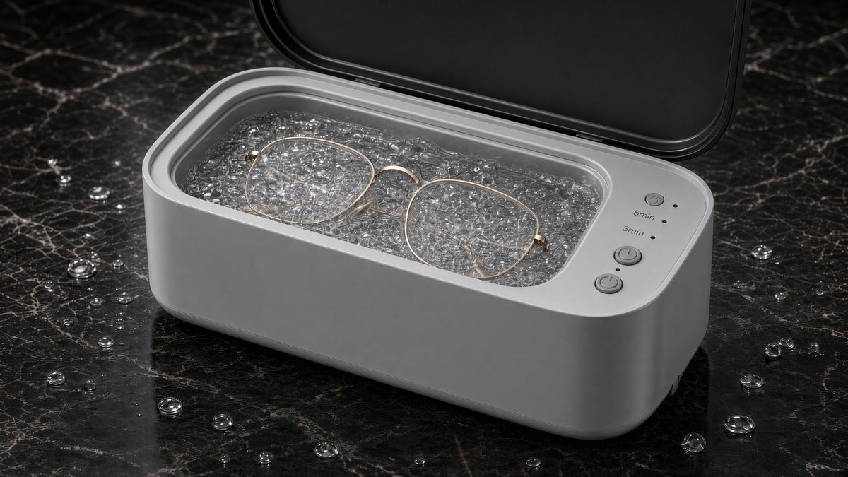 Pearl White – Brille im Ultraschallbad