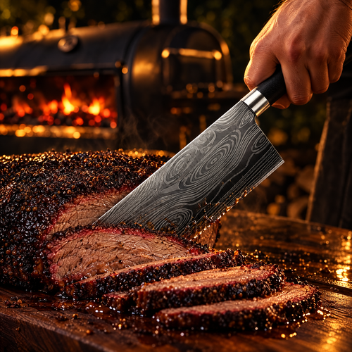 HELRIX Butcher schneidet Brisket am Smoker