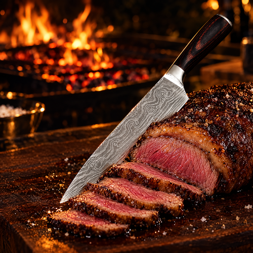 HELRIX Chef schneidet Picanha am Grill