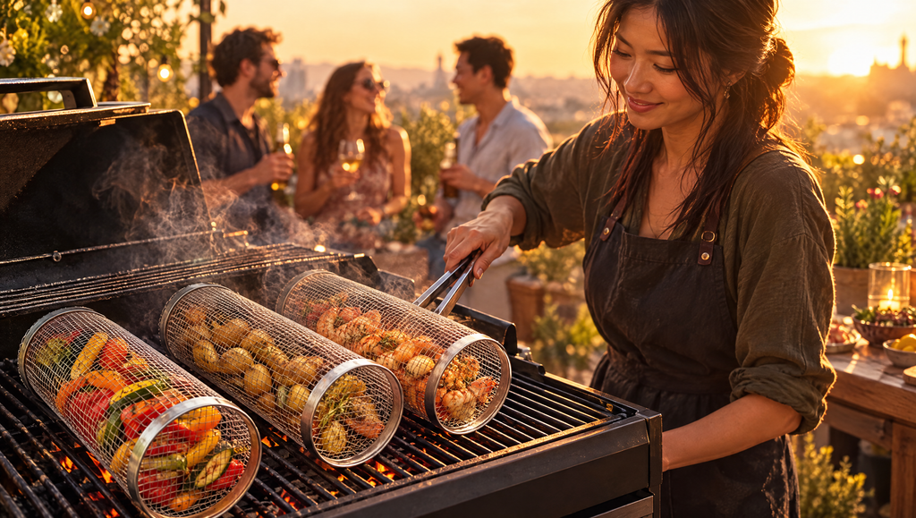 HELRIX Pit Grillkörbe auf dem Grill