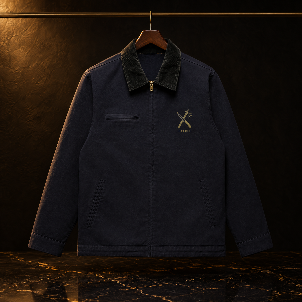 HELRIX Pit Cord Collar Jacket – Ink Blue