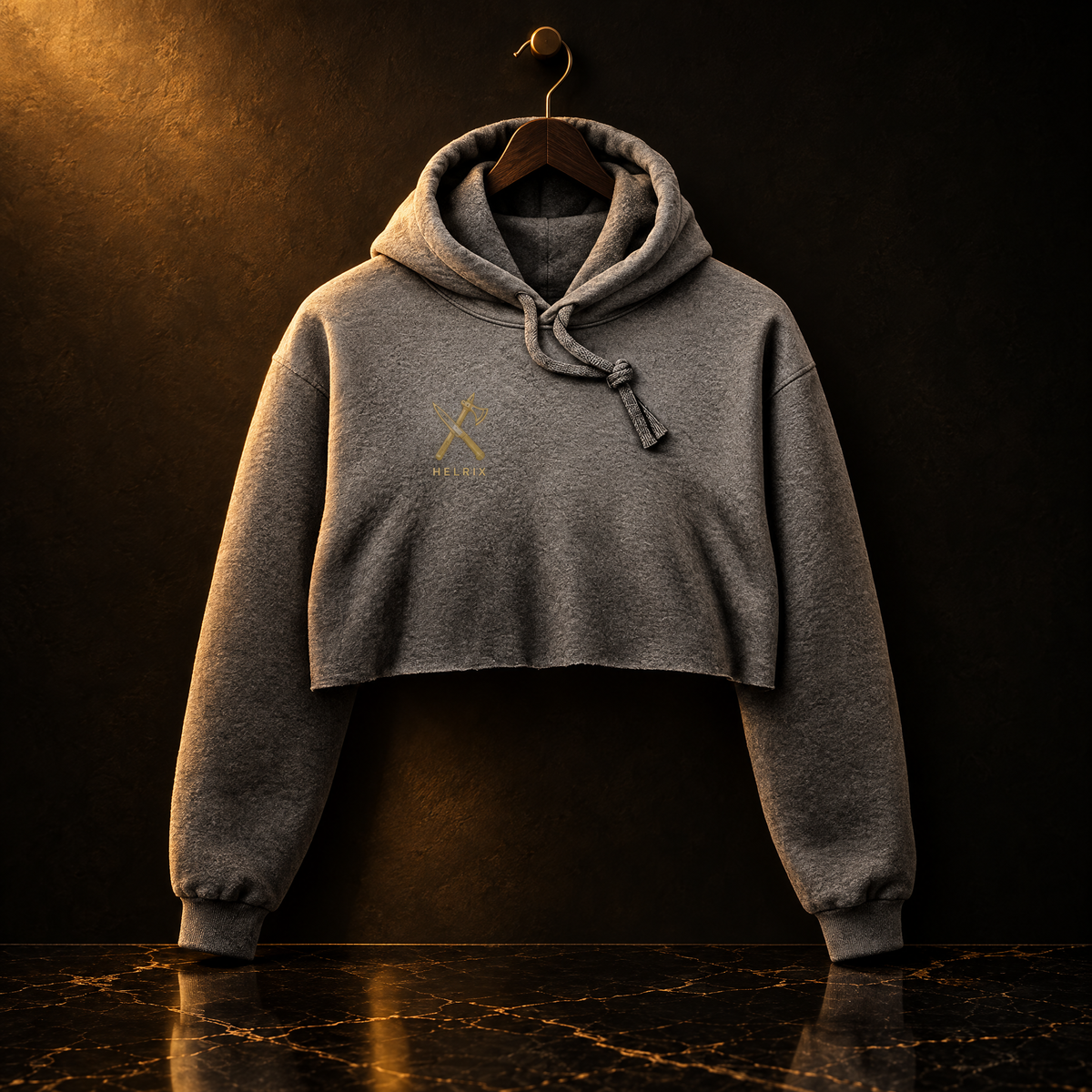 HELRIX Crop Hoodie – Military Green