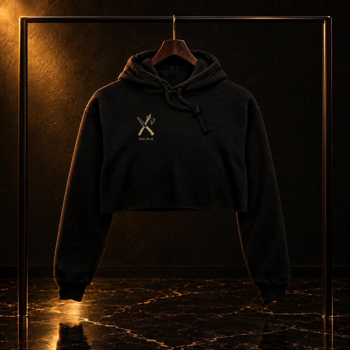 HELRIX Crop Hoodie – Black