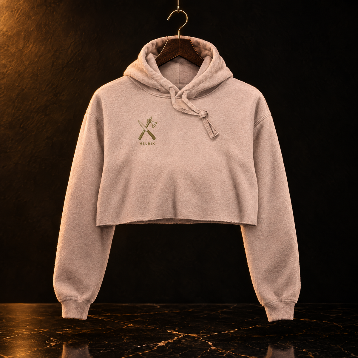 HELRIX Crop Hoodie – Peach