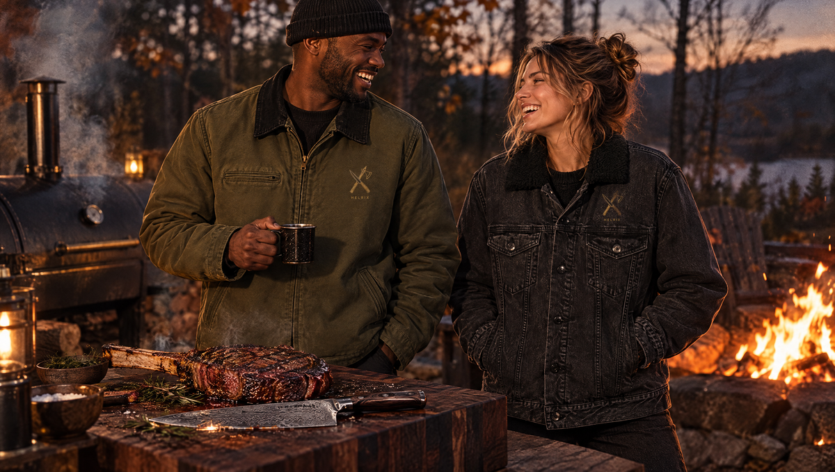 HELRIX Pit Sherpa Jacket am Feuer